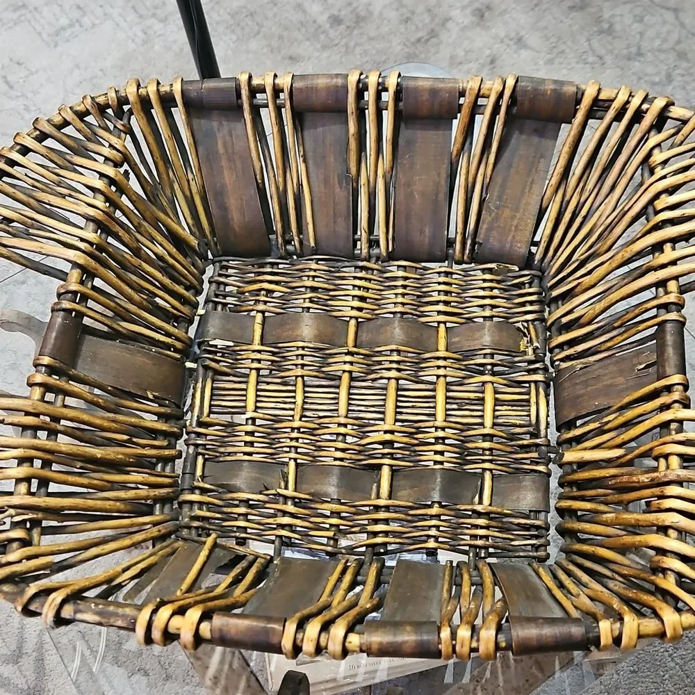 Large Woven Basket with Golden Brown Accents